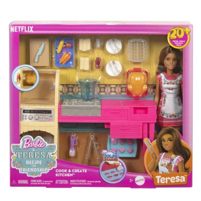 Barbie si teresa reteta pentru prietenie set papusa teresa si bucatarie cu accesorii