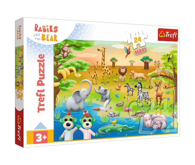 Puzzle trefl 24 maxi babies and the bear safari Puzzle trefl 24 maxi babies and the bear safari