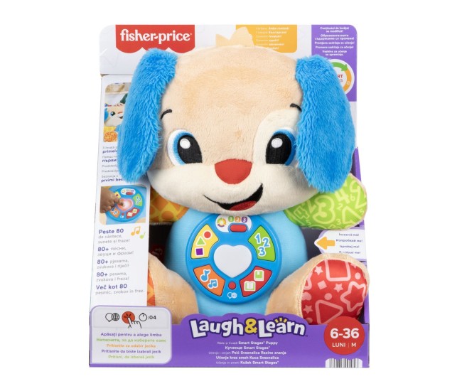 Fisher price catel interactiv cu urechi albastre rade si invata