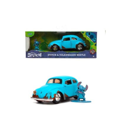 Jada disney stitch set figurina stitch si masinuta metalica volkswagen beetle scara 1 la 32