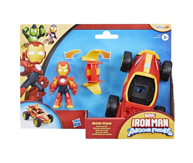Marvel iron man si prietenii sai uimitori set vehicul si figurina iron man