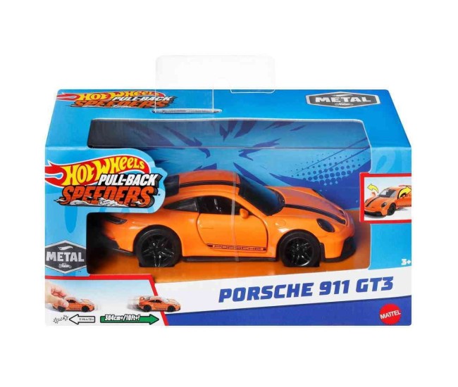 Hot wheels masinuta metalica cu sistem pull back porsche 911 gt3 scara 1:43 Hot wheels masinuta metalica cu sistem pull back porsche 911 gt3 scara 1:43