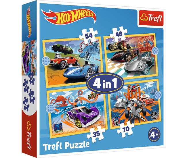 Puzzle trefl 4in1 hot wheels vehicule Puzzle trefl 4in1 hot wheels vehicule