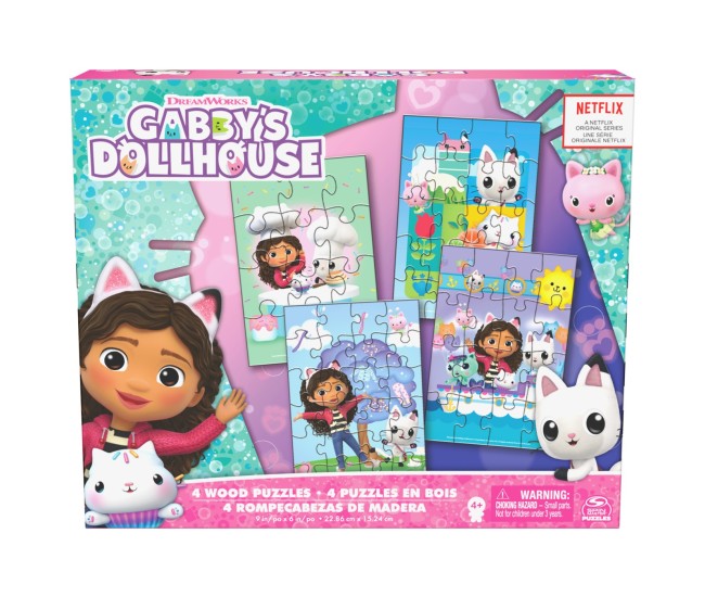 Gabbys dollhouse set 4 puzzle din lemn Gabbys dollhouse set 4 puzzle din lemn