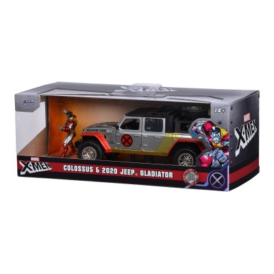 Jada marvel set masinuta metalica jeep gladiator scara 1:32 si figurina din metal colossus