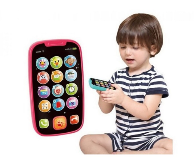 Primul meu telefon smart roz cu muzica si lumini Primul meu telefon smart roz cu muzica si lumini