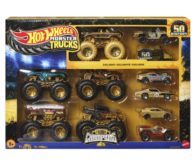 Hot wheels monster truck 50 bigfoot set 11 vehicule trophy champions