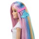 Barbie set papusa barbie cu par stralucitor curcubeu si accesorii
