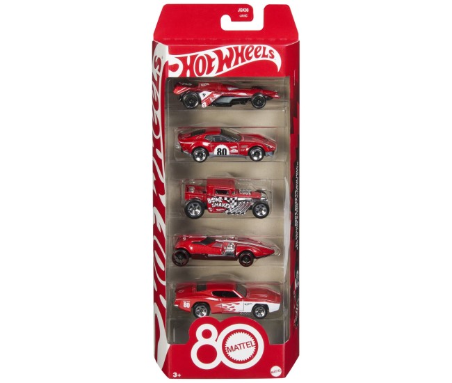 Hot wheels set 5 masinute metalice aniversare 80 de ani scara 1 la 64