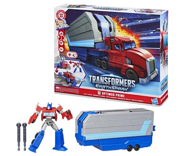 Transformers earthspark camion cu remorca de lupta optimus prime Transformers earthspark camion cu remorca de lupta optimus prime