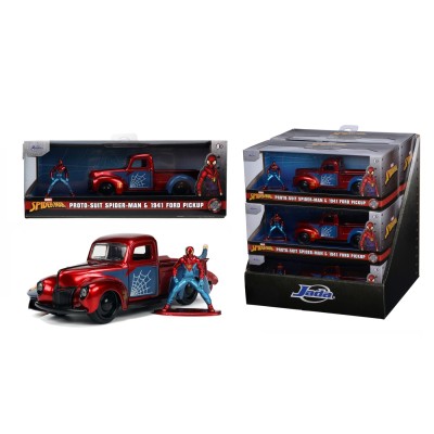Jada marvel set masinuta metalica ford pick up scara 1:32 si figurina metalica spider man