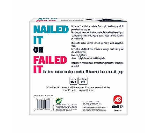 Joc de societate nailed it or failed it in limba romana