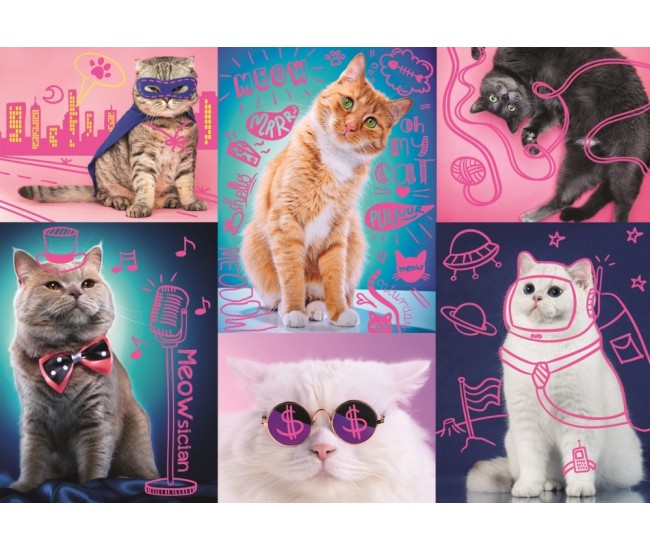 Puzzle trefl 1000 super pisici neon Puzzle trefl 1000 super pisici neon