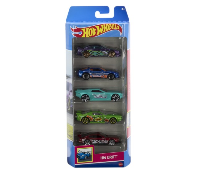 Set 5 masini hot wheels cu design hw drift Set 5 masini hot wheels cu design hw drift