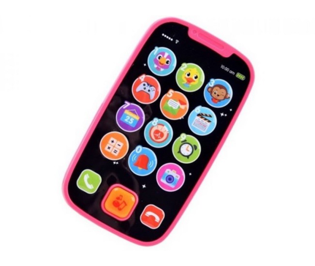 Primul meu telefon smart roz cu muzica si lumini Primul meu telefon smart roz cu muzica si lumini