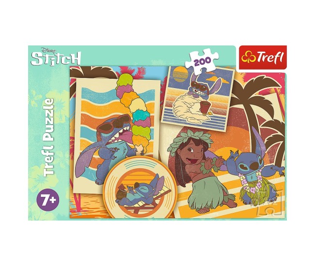 Puzzle trefl 200 stitch la plaja cu lilo si stitch Puzzle trefl 200 stitch la plaja cu lilo si stitch