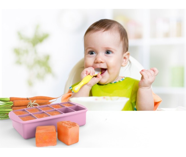 Recipient refrigerare hrana bebe, melii, roz 59 ml x 10 cub