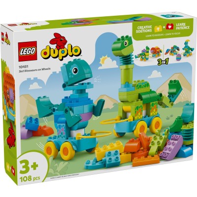 Lego duplo dinozauri pe roti 3 in 1 10451