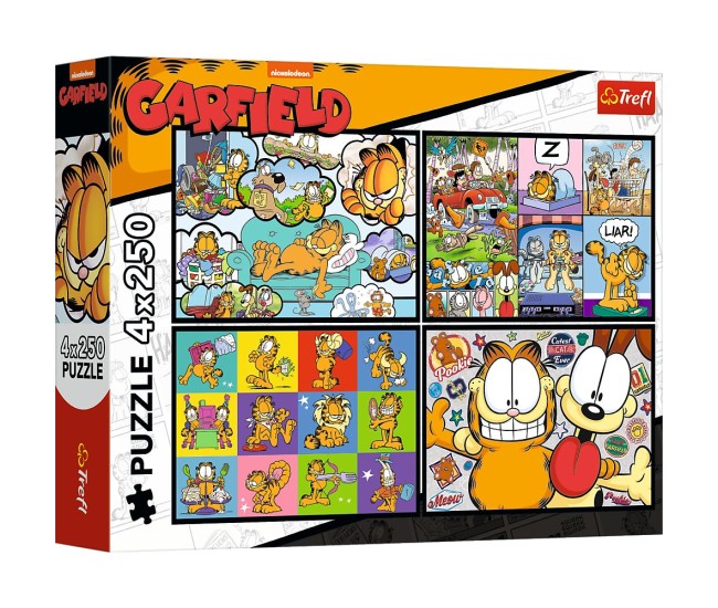 Puzzle trefl 4x250 lui garfield nu ii place ziua de luni Puzzle trefl 4x250 lui garfield nu ii place ziua de luni