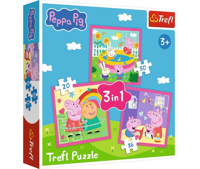 Puzzle trefl 3in1 peppa pig si prietenii Puzzle trefl 3in1 peppa pig si prietenii