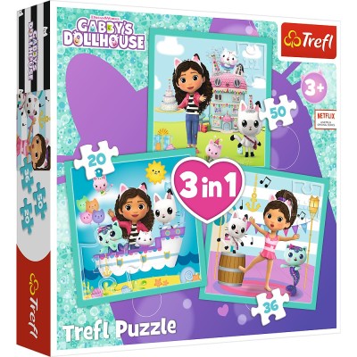 Puzzle trefl 3in1 gabbys dollhouse activitatile lui gabby Puzzle trefl 3in1 gabbys dollhouse activitatile lui gabby