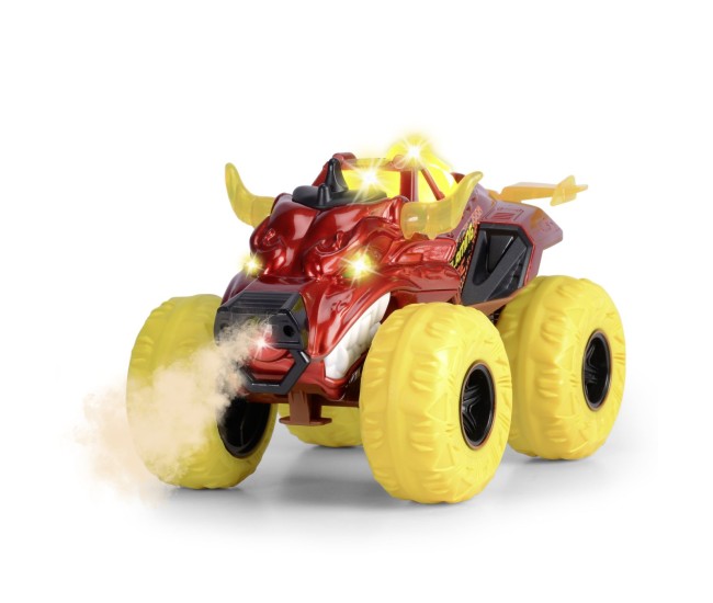 Dickie masina de teren flaming fire monster cu lumini sunete suspensii si functie abur 25cm Dickie masina de teren flaming fire monster cu lumini sunete suspensii si functie abur 25cm