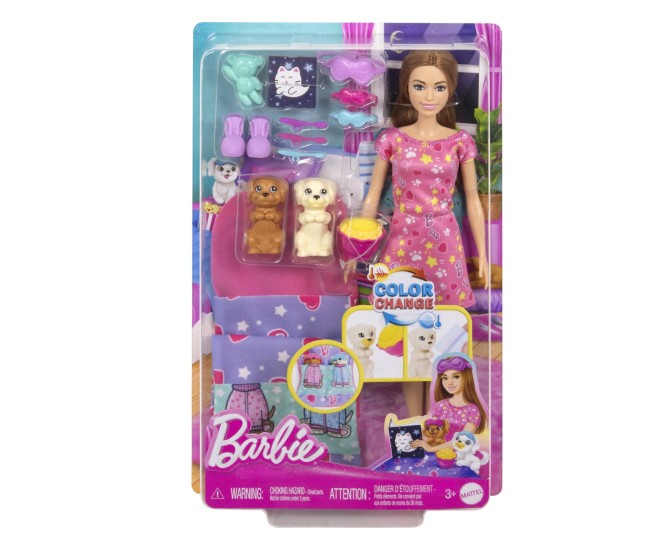 Barbie papusa barbie family set petrecere cu 2 catelusi color change Barbie papusa barbie family set petrecere cu 2 catelusi color change