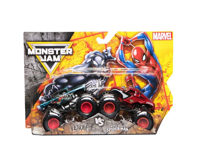 Monster jam set 2 masinute metalice venom vs the amazing spiderman scara 1 la 65