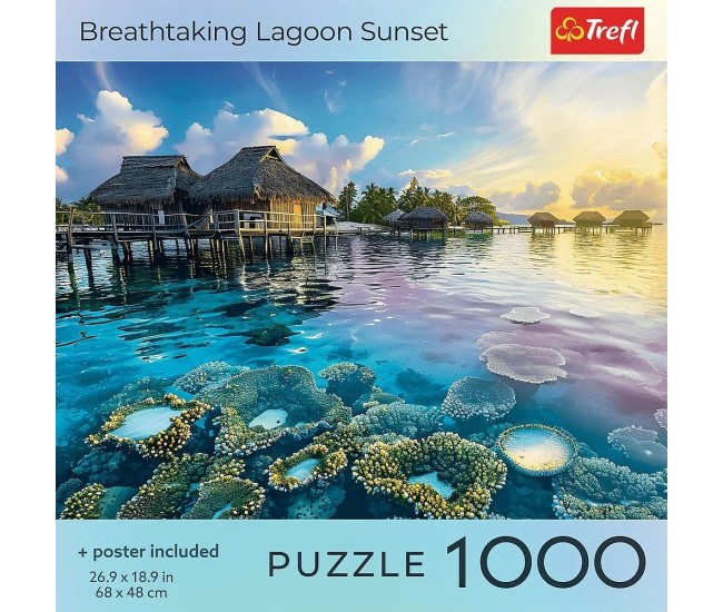Puzzle trefl 1000 colectia sua apus de soare uluitor pe laguna poster inclus Puzzle trefl 1000 colectia sua apus de soare uluitor pe laguna poster inclus