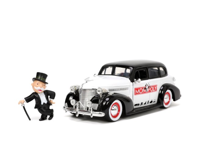 Jada set masinuta metalica chevrolet master deluxe 1939 scara 1:24 si figurina mr monopoly Jada set masinuta metalica chevrolet master deluxe 1939 scara 1:24 si figurina mr monopoly