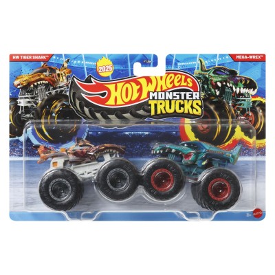 Hot wheels monster truck set 2 masini hw tiger shark si mega wrek scara 1 la 64