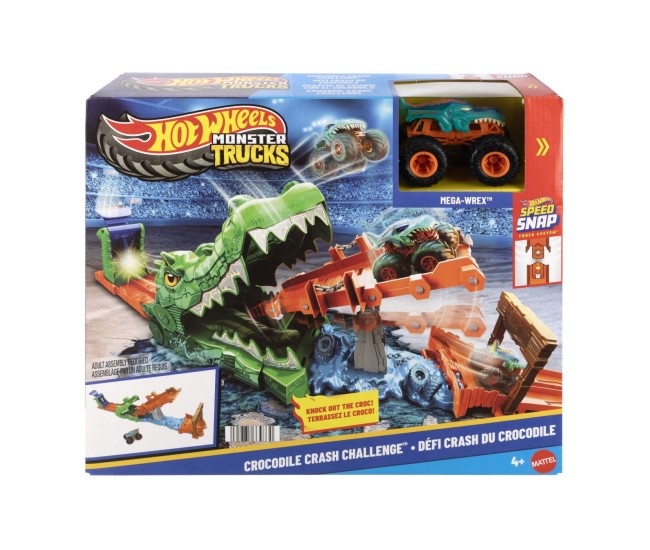 Hot wheels monster truck set de joaca provocarea crocodilului cu masinuta mega wrex