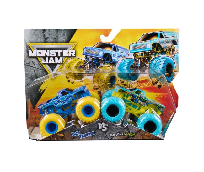 Monster jam set 2 masinute metalice blue thunder si bad news travels fast scara 1 la 64 Monster jam set 2 masinute metalice blue thunder si bad news travels fast scara 1 la 64