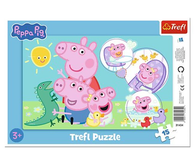 Puzzle trefl 15 cu cadru peppa pig cea mai draguta purcelusa