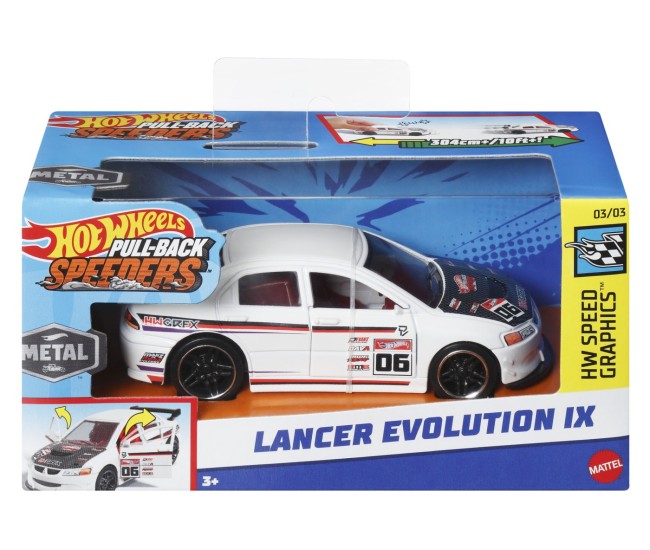 Hot wheels masinuta metalica cu sistem pull back lancer evolution ix scara 1:43 Hot wheels masinuta metalica cu sistem pull back lancer evolution ix scara 1:43