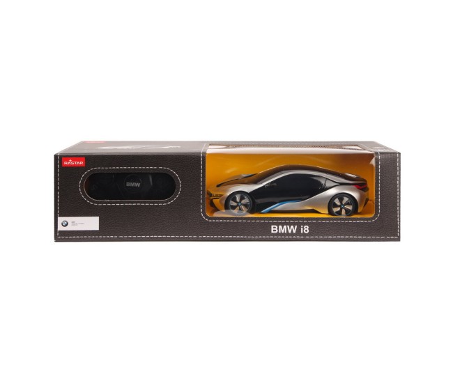 Masina cu telecomanda bmw i8 argintie scara 1 la 24 Masina cu telecomanda bmw i8 argintie scara 1 la 24