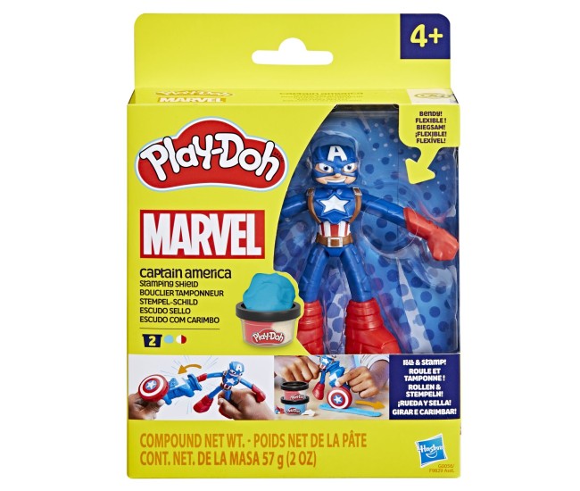 Play-doh marvel figurina flexibila cu accesorii captain america 10cm Play-doh marvel figurina flexibila cu accesorii captain america 10cm