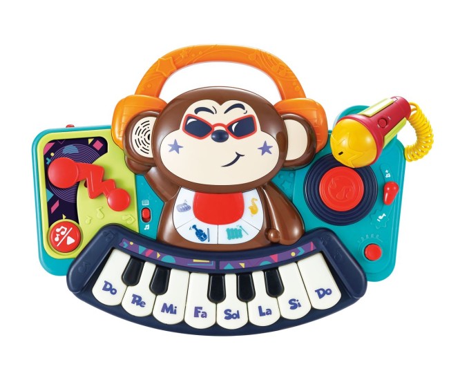 Pianina bebe maimutica dj cu lumini sunete si microfon Pianina bebe maimutica dj cu lumini sunete si microfon