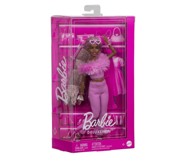 Barbie deluxe style papusa barbie cu salopeta roz si par impletit Barbie deluxe style papusa barbie cu salopeta roz si par impletit