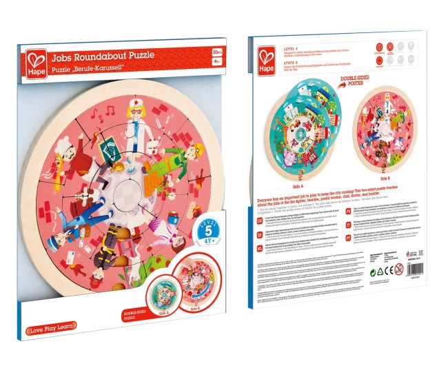 Hape puzzle rotund cu 2 fete Hape puzzle rotund cu 2 fete