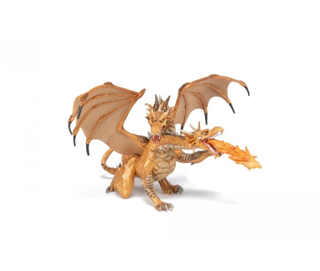 Papo figurina dragon cu doua capete auriu Papo figurina dragon cu doua capete auriu