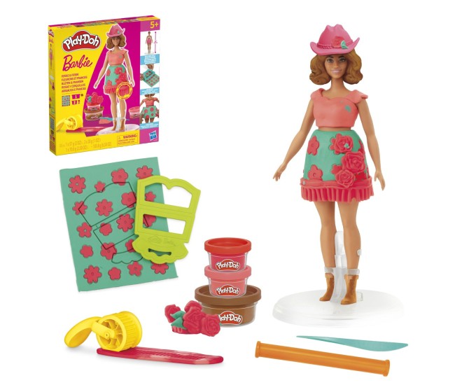 Play doh barbie set plastelina creatii vestimentare cu flori si franjuri cowboy Play doh barbie set plastelina creatii vestimentare cu flori si franjuri cowboy