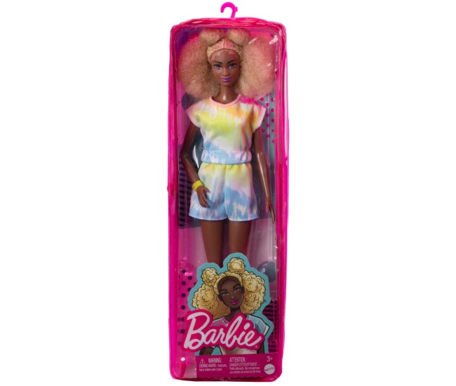 Papusa barbie fashionista cu par afro blond Papusa barbie fashionista cu par afro blond