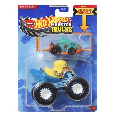 Hot wheels monster truck si masinuta metalica duck n roll