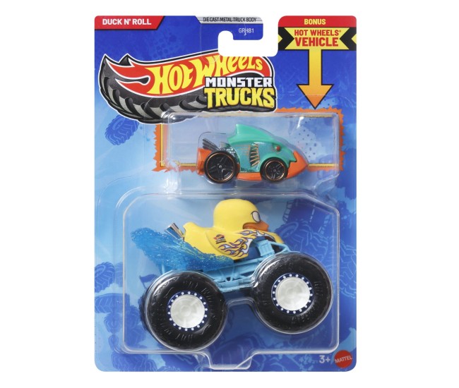 Hot wheels monster truck si masinuta metalica duck n roll Hot wheels monster truck si masinuta metalica duck n roll