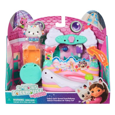 Gabbys dollhouse filmul set balconul din dulciuri si figurina pisica cakey cu accesorii