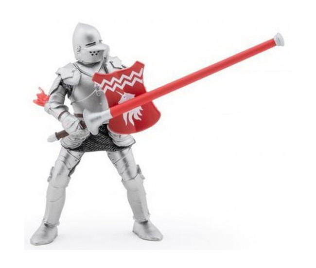 Papo figurina cavaler cu sulita si scut rosu Papo figurina cavaler cu sulita si scut rosu