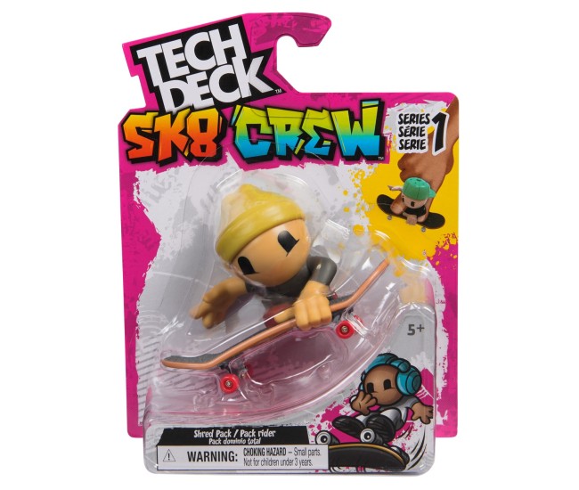 Tech dech sk8 crew pachet placa si figurina 9.6cm casca galbena Tech dech sk8 crew pachet placa si figurina 9.6cm casca galbena