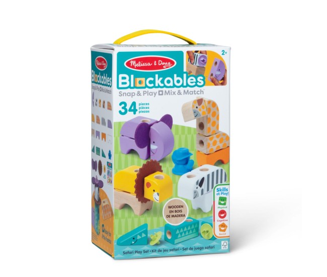 Melissa and doug set de constructie din lemn animale din safari Melissa and doug set de constructie din lemn animale din safari