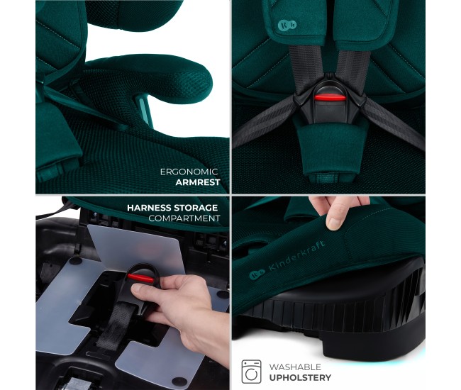 Scaun auto kinderkraft fix2go 76-150 cm, green Scaun auto kinderkraft fix2go 76-150 cm, green